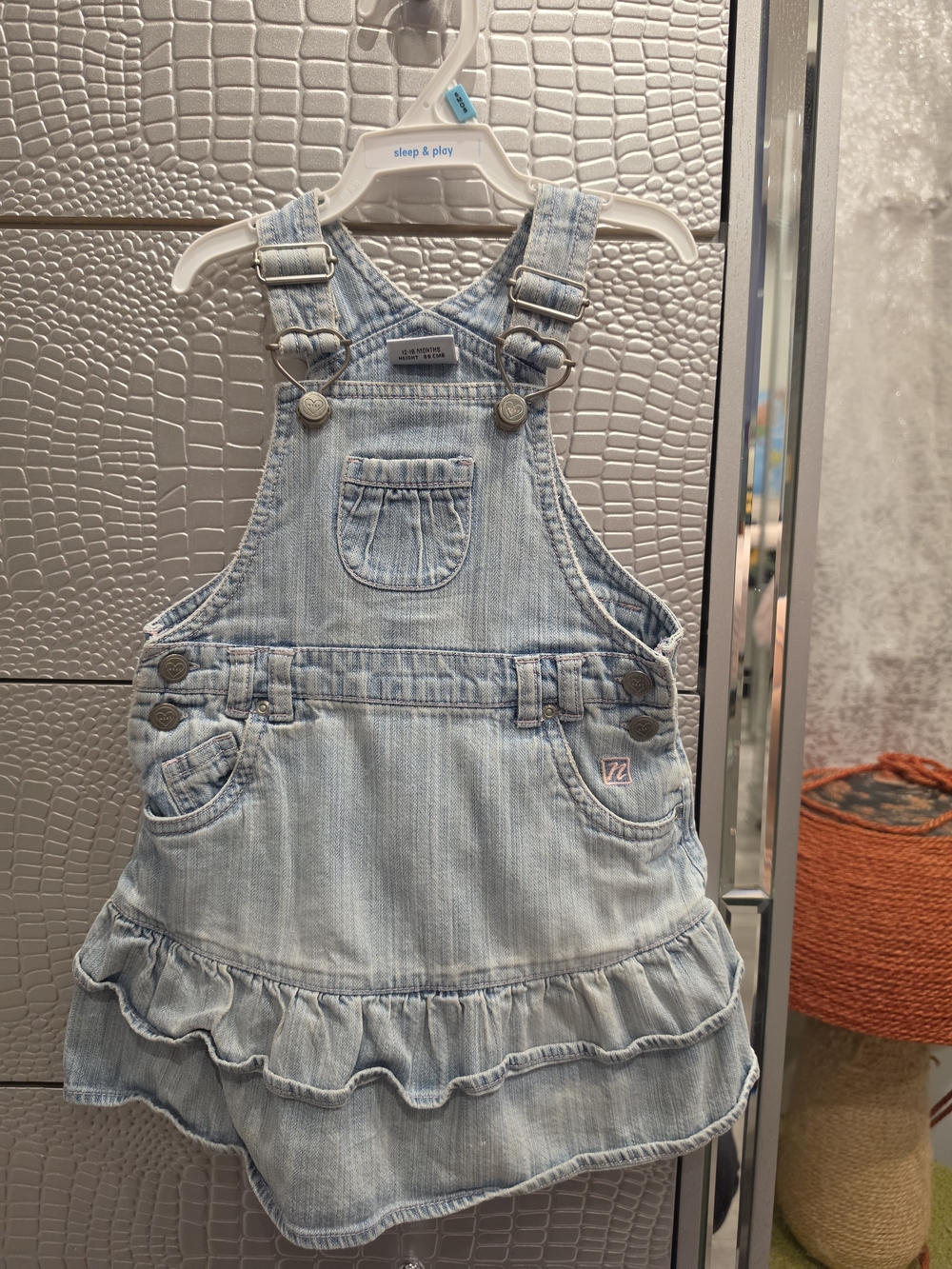 Girls Light Blue Denim Overalls Dress - Brand: